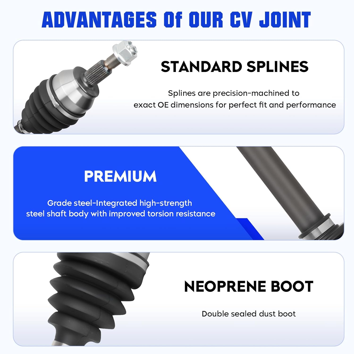 front left cv axle shaft assembly for ford focus (s/se/sel/titanium models) 2.0l l4 2012 2013 2014 2015 2016 2017 2018 (automatic dual clutch trans only), replace for 66-2334, 1 pack cv joint shaft