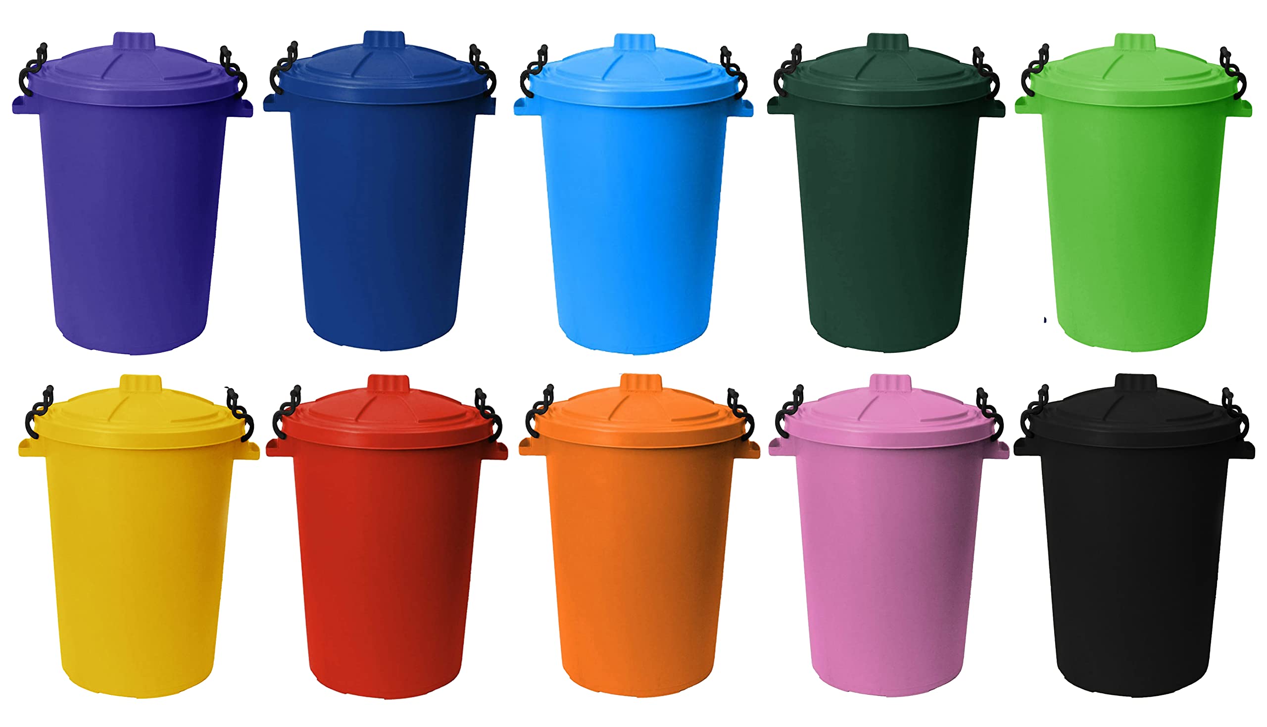 JMS we create smile 50 ltr Bin Heavy Duty Dustbin Plastic Storage Unit Refuse Waste Bin with Locking Lid Compose Recycled Rubbish Waste Animal Feed Portable Garden Bin (Random, 1)
