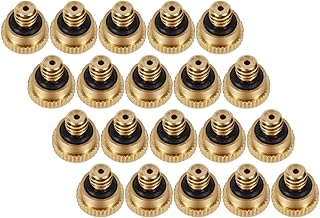 KUWAN 0.016" Orifice (0.4mm) Thread UNC 10/24 Brass Misting Nozzles Low Pressure Atomizing Misting Sprayer Water Hose Nozzle for Greenhouse, Landscaping, Outdoor Cooling Mister System (20PCS)
