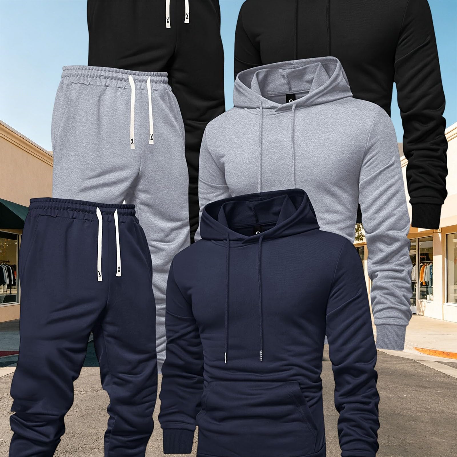 Conjunto completo de 2 piezas de chándal de manga larga para hombre