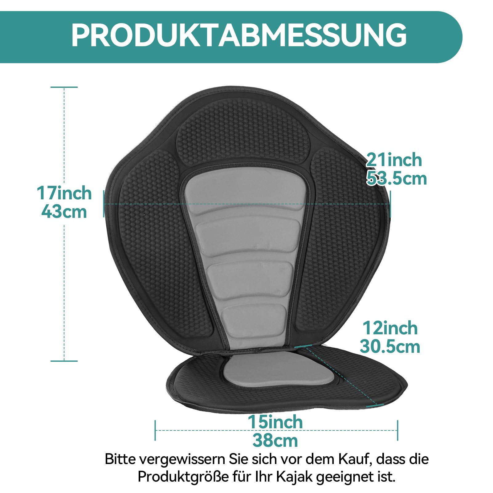 Kajak Sitz, Universal Abnehmbar Einstellbar Kajaksitz SUP Board Zubehör Stand Up Paddle Board Surfboard Gepolsterte Rückenlehne 51x45cm Kompatibel mit Kajak, Ruderbooten