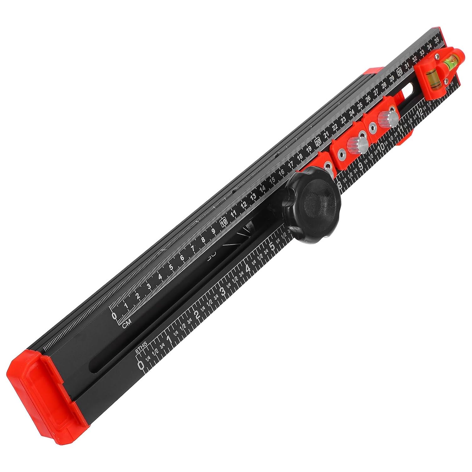 VILLCASE Woodworking Ruler Multifunctional T-Square 400mm with Hole Drilling Positioning Module Dark Measuring Tool for Carpenters and Woodworkers