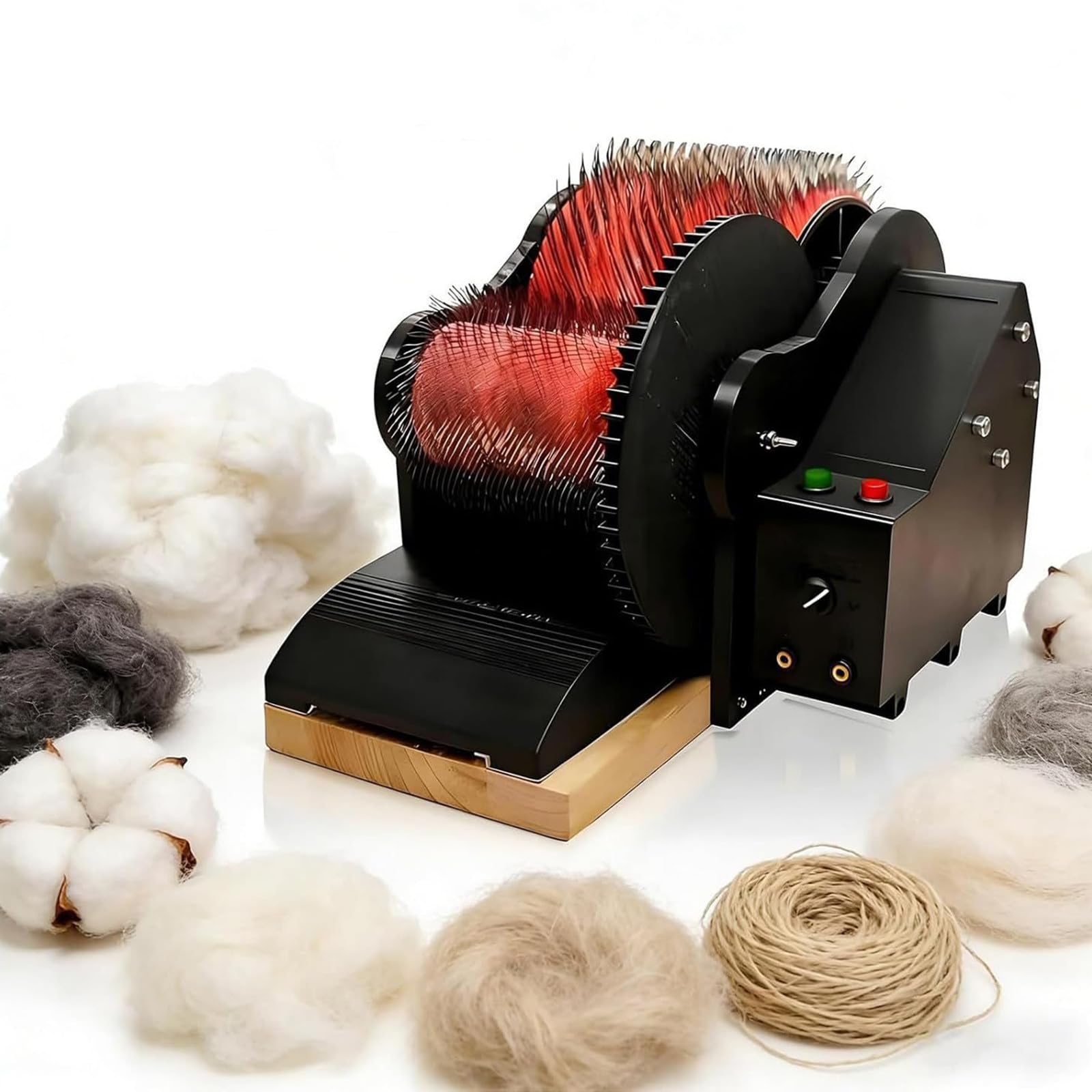 XNZJHPP Electric Wool Drum Carding Machine, 50W Wide Carder for Easy Combing & Spinnings, Fast Color Mixing, No Manual Pulling, Ideals for Felting & Craft Projects