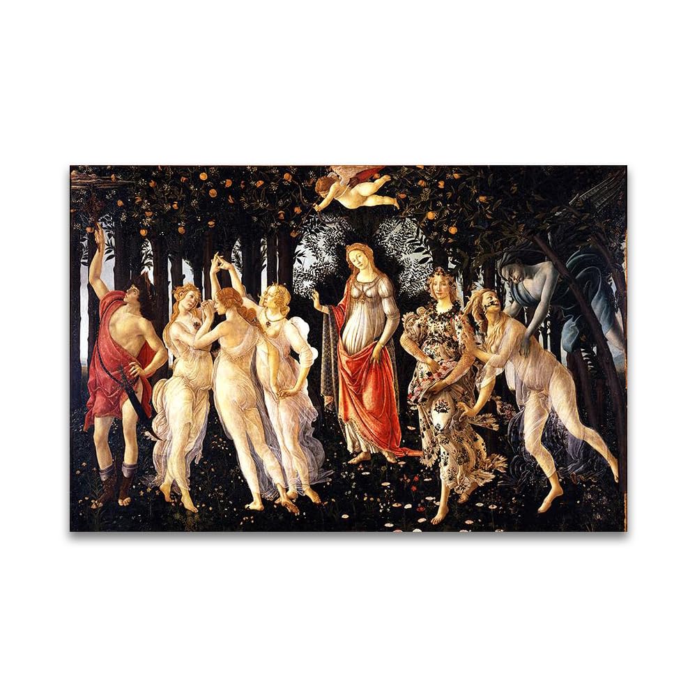 LZ6J8C9 Primavera By Sandro Botticelli - Religious Art Print Poster on Canvas - Famous Painting Canvas Wall Art (60 x 90 cm (23.7 x 35.5 in) / Frameless)
