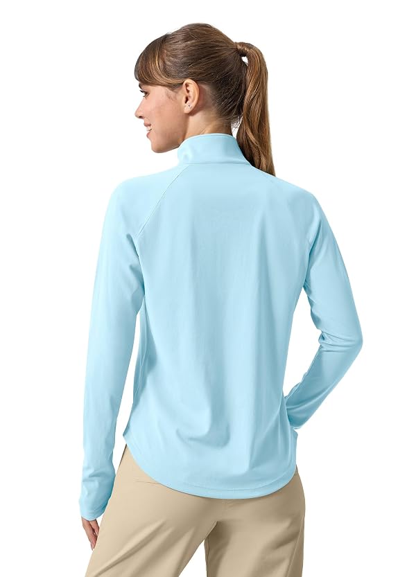 Willit Women's Sun Shirts Long Sleeve UPF 50+ Golf Quarter-Zip Pullover Lightweight Quick Dry Hiking Travel SPF UV T-Shirts Light Blue XXL by Willit - Used condition - Image 2