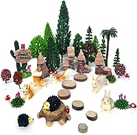 Vista 1 de 42 piezas de árboles de animales, arbustos a escala Ho con figuras de animales, árboles de plástico para proyectos de 1.5 a 6 pulgadas (4-16 cm)