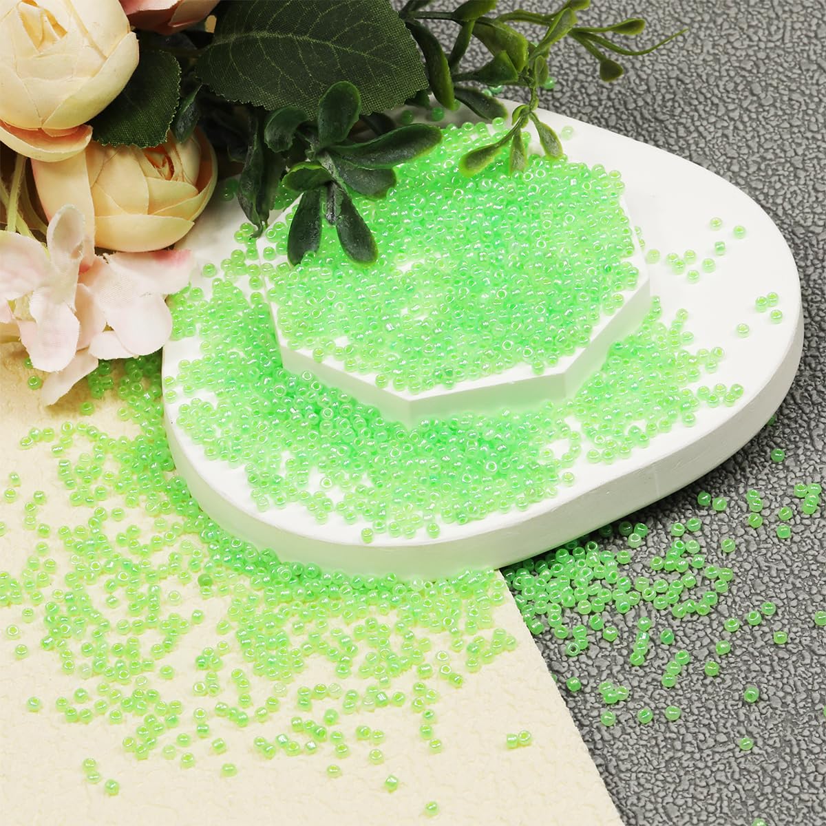Perles De Rocaille En Verre Vert émeraude - Lot De 10 - Diamètre 2 Cm - Pour Création Bijoux