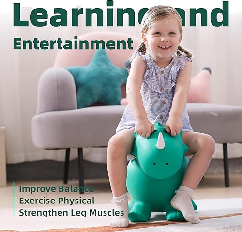 Miniatura 48 de EVERICH TOY Tolva de caballo hinchable de jirafa para niños pequeños, animales saltadores, caballos inflables para montar en gorila, juguetes