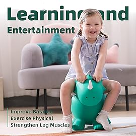 EVERICH TOY Kids Dinosaur Bouncy Animal Toys, Inflatable Triceratops Bouncer, Ride on Bounce Hopper, Indoor Outdoor Activity Birthday Gift for 18 Months 2 3 4 Years Old Boys