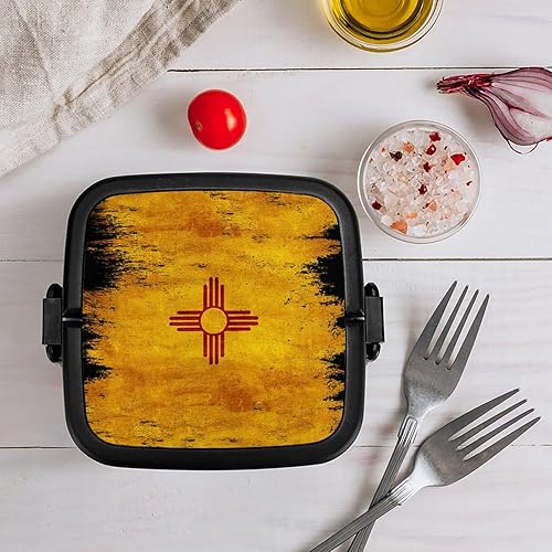 Miniatura 8 de Distressed New Mexico Flag Stackable Bento Box with Handle 2 Layer Leak-Proof Lunch Box Containers for Work Picnic