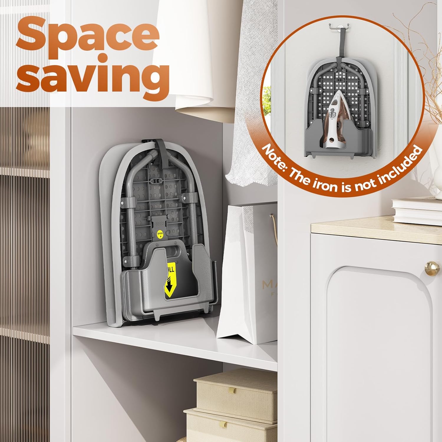 Kingboard Small Ironing Board with Iron Holder, Tabletop Iron Board with Resistant Cover, Portable Table top Ironing Board with Non-Slip Feet for Home Travel, 12 * 32 Grey