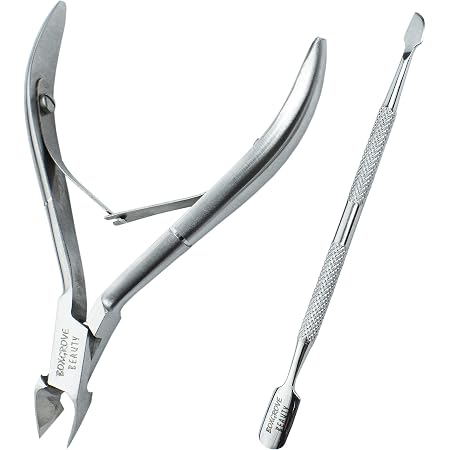 Professional Cuticle Cutter & Pusher Trimmer Manicure Tools with Double Spring�C Perfect Nail Care Tool for Manicure & Pedicure Beauty at Home/Spa/Saloon (Silver)