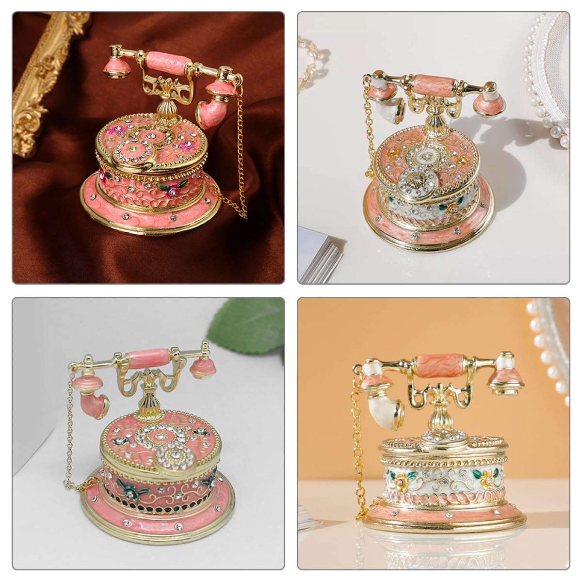 Schmuckkästchen Vintage in Telefonform aus Legierung mit Kreativem Design Dekorative Aufbewahrungsbox zur Schmuckaufbewahrung an Valentinstag und Muttertag