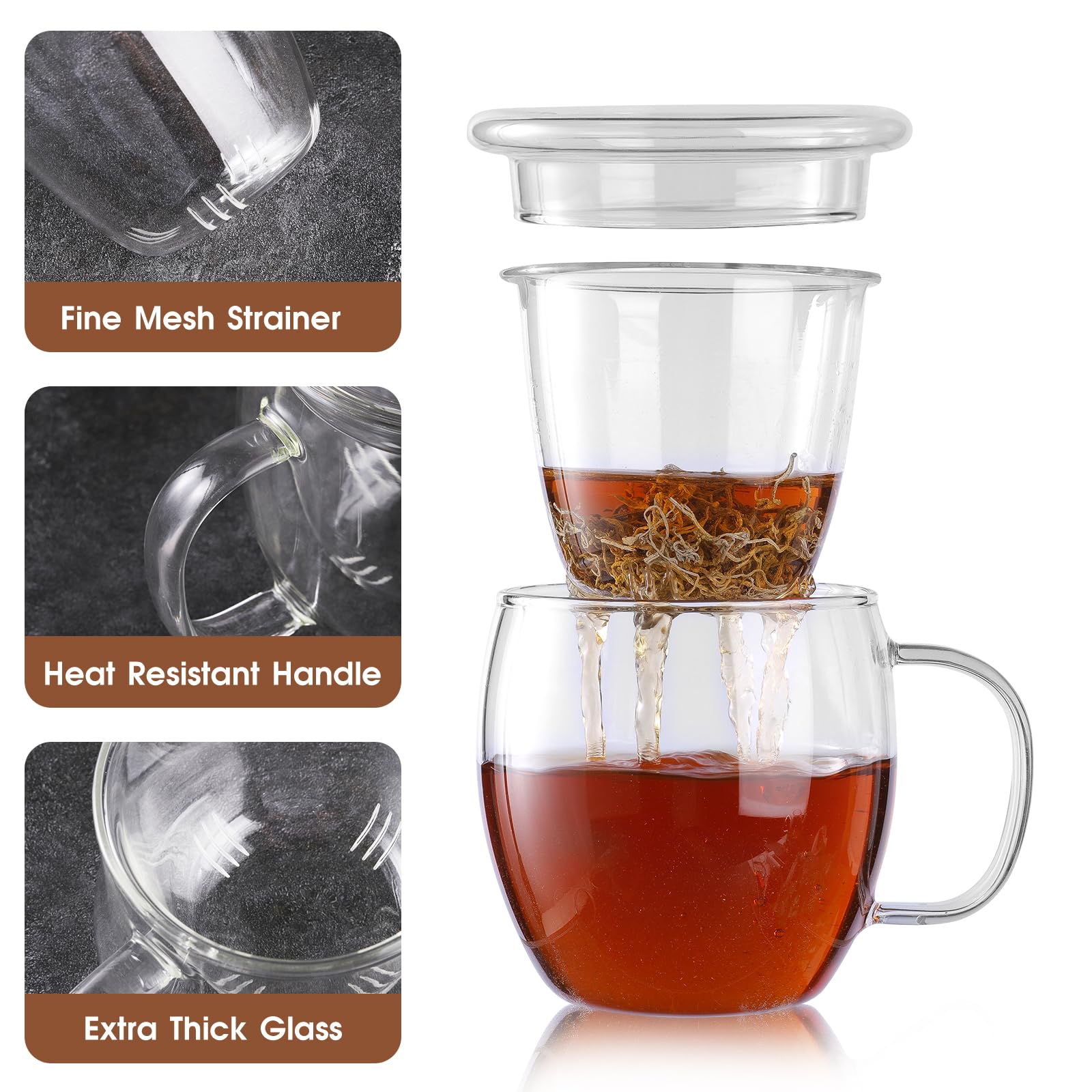 Portable Glass Tea Infuser Bottle Travel Tea Mug with Infuser Tumbler for Blooming Tea Balls Double Wall Borosilicate Portable Tea Cup: c9