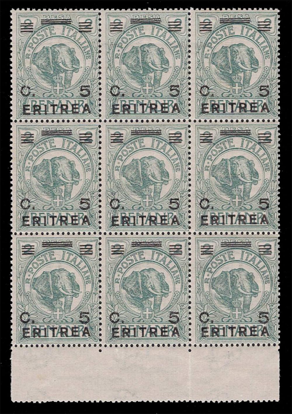 LaVecchiaScatola 1922 Colonies - Eritrea Elephant Somalia Overmolded SAS.55 Block