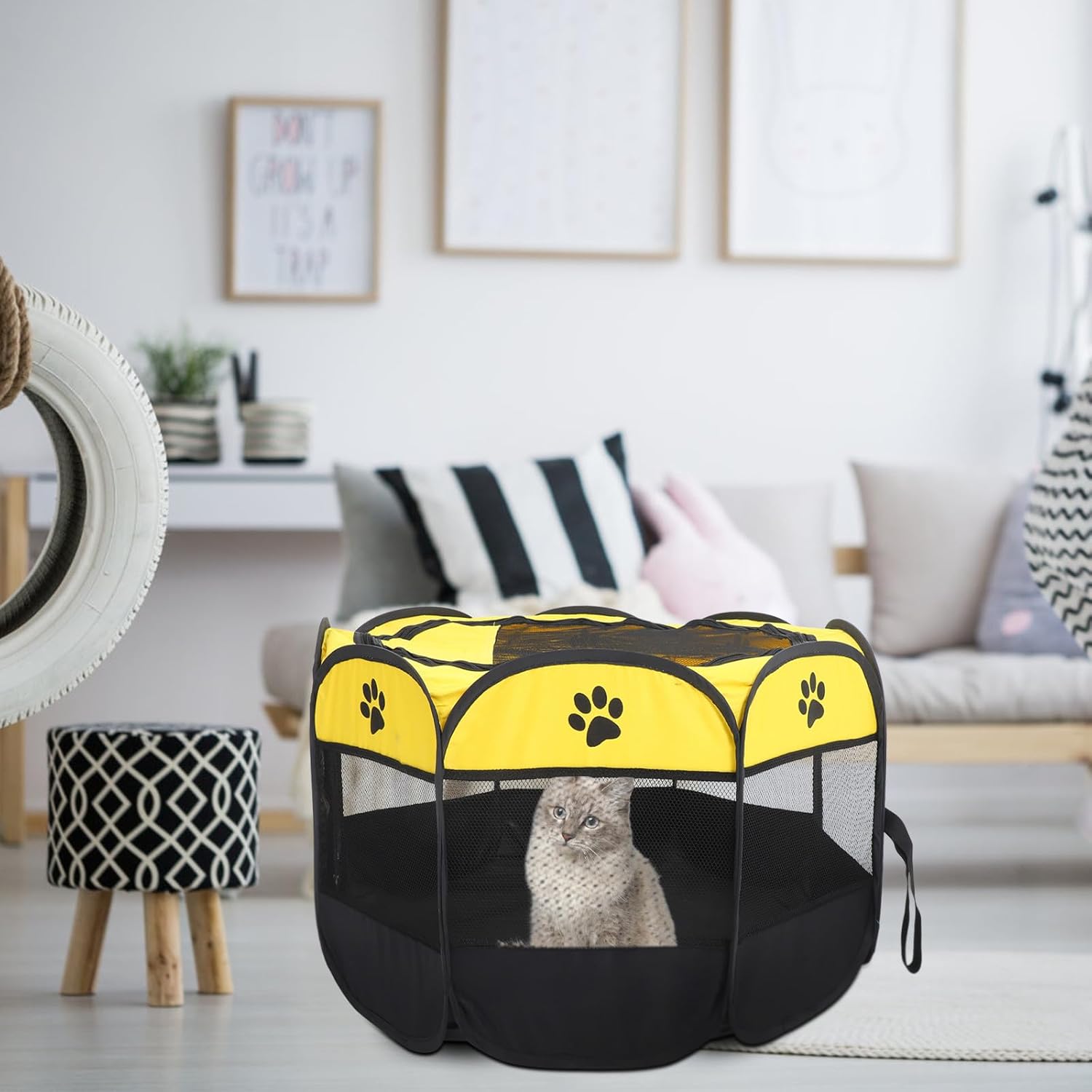 Large Foldable Pet Playpen Tent for Dogs and Cats, Breathable Oxford Cloth Indoor Crate with Octagonal Design, Portable Puppy and Kitten House for Travel and Home Use