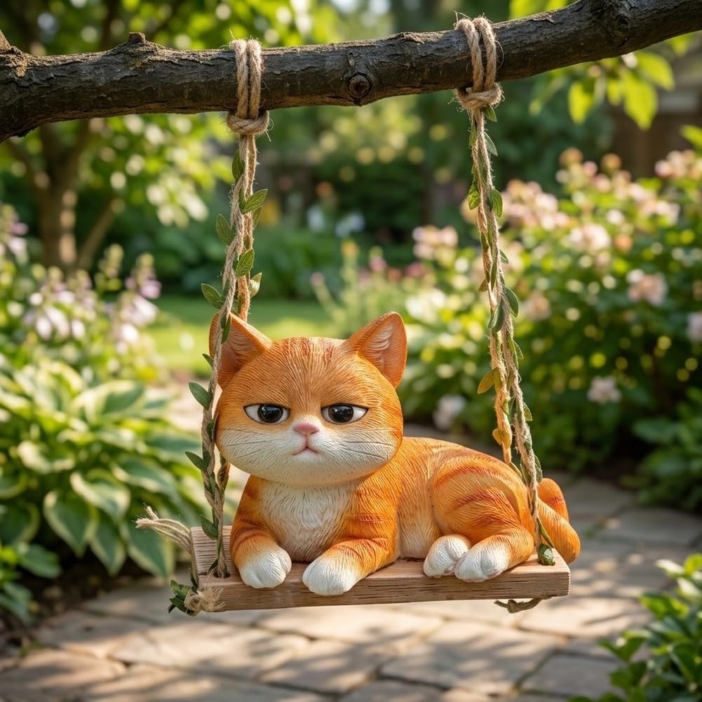 Sculpture réaliste de chat de 20 cm en résine pour l'extérieur