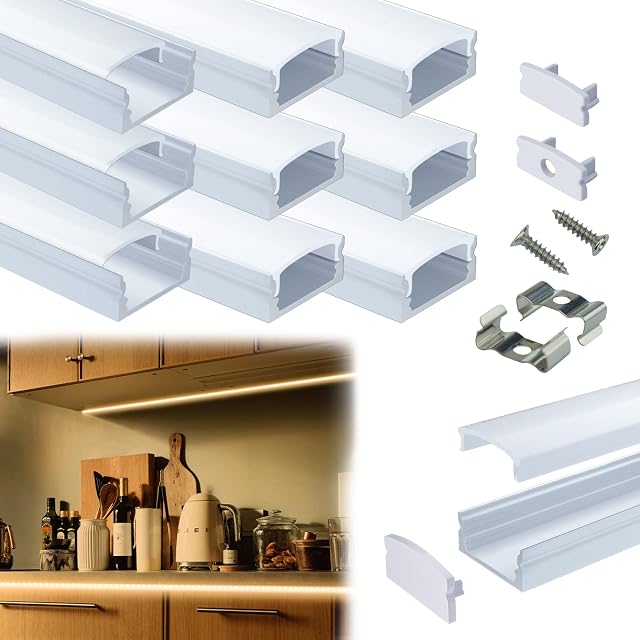 Muzata 10PACK 3.3FT/1M LED Channel System with Milky White Cover Lens, Silver Aluminum Extrusion Profile Housing Track for Strip Tape Light U Shape U1SW WW 1M, LU1