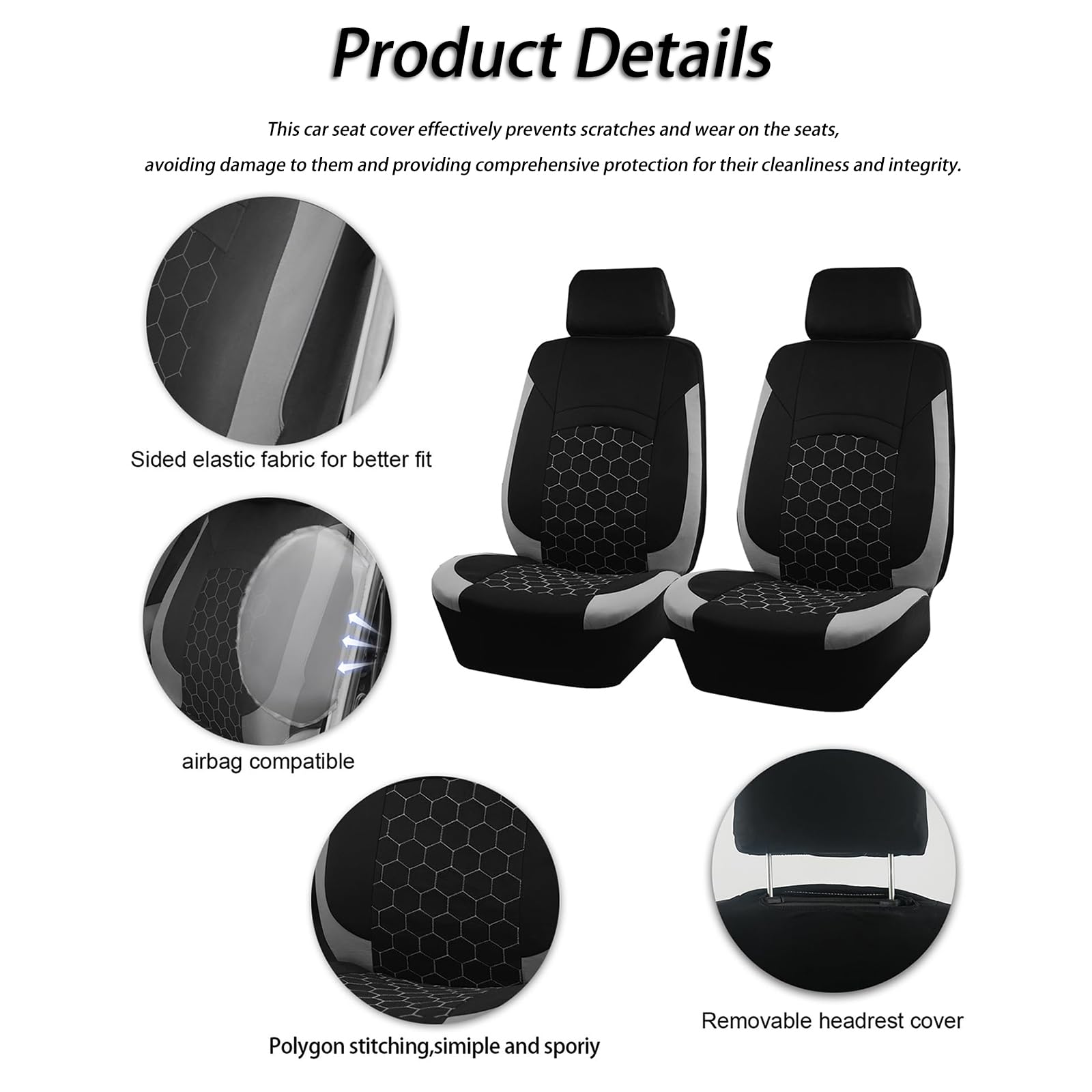 Set Completo di coprisedili per Fiat Grande Panda/Giga Panda/500e/600/500 Hybrid, Fodere Protezione Sedili Anteriori e Posteriori, Comodi Traspiranti Coprisedili Auto, Accessori Auto,B Grey