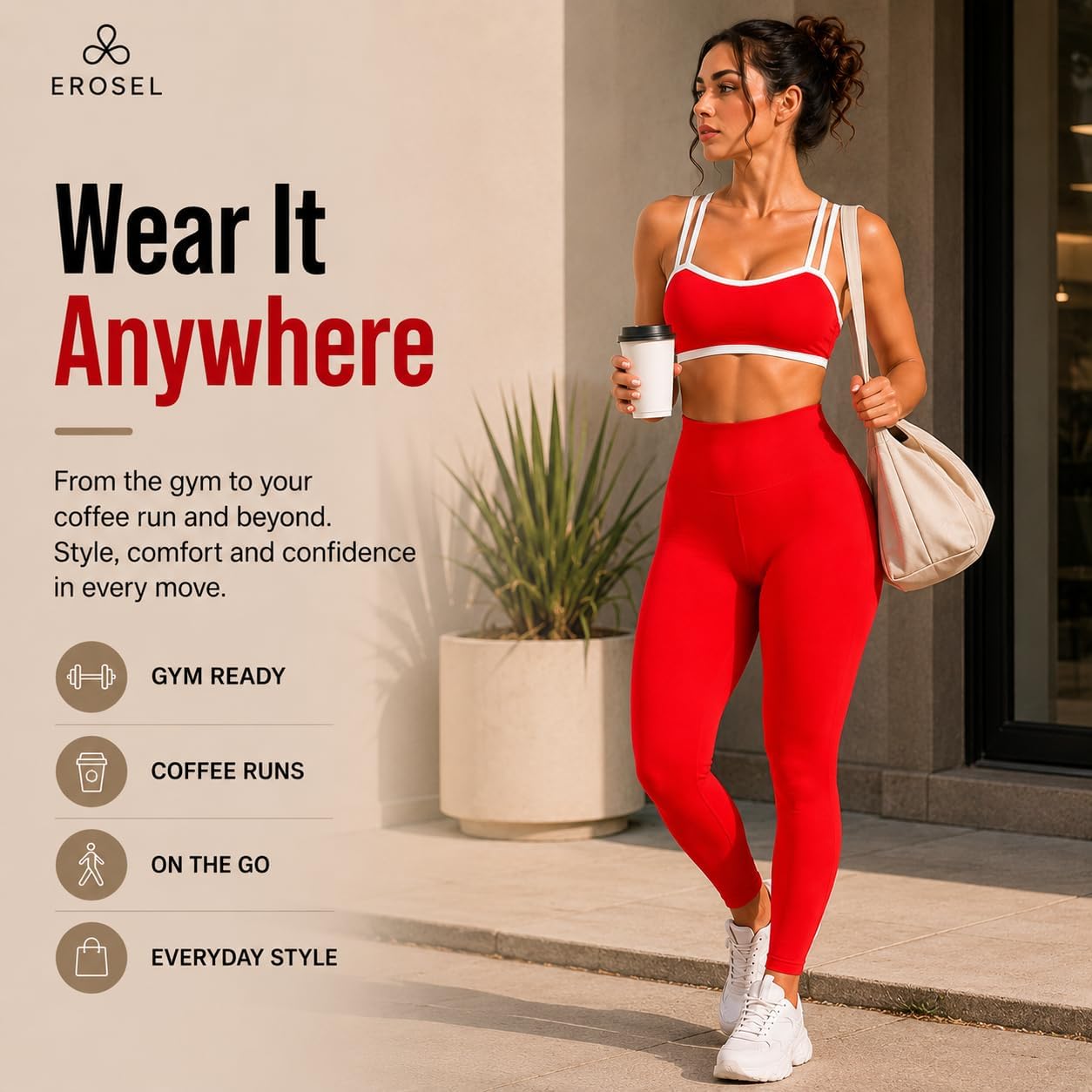 2PC Workout Sets For Women High Waisted Gym Leggings and Cross Back Strappy Sports Bra for Women With High Support