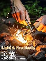 Vista 2 de Fire Starter Survival Tool, Fire Starter Kit Includes Magnesium Rod, Steel Striker, 2 Pcs Wick Hemp Rope and Multifunctional Outdoor Bag, Fire