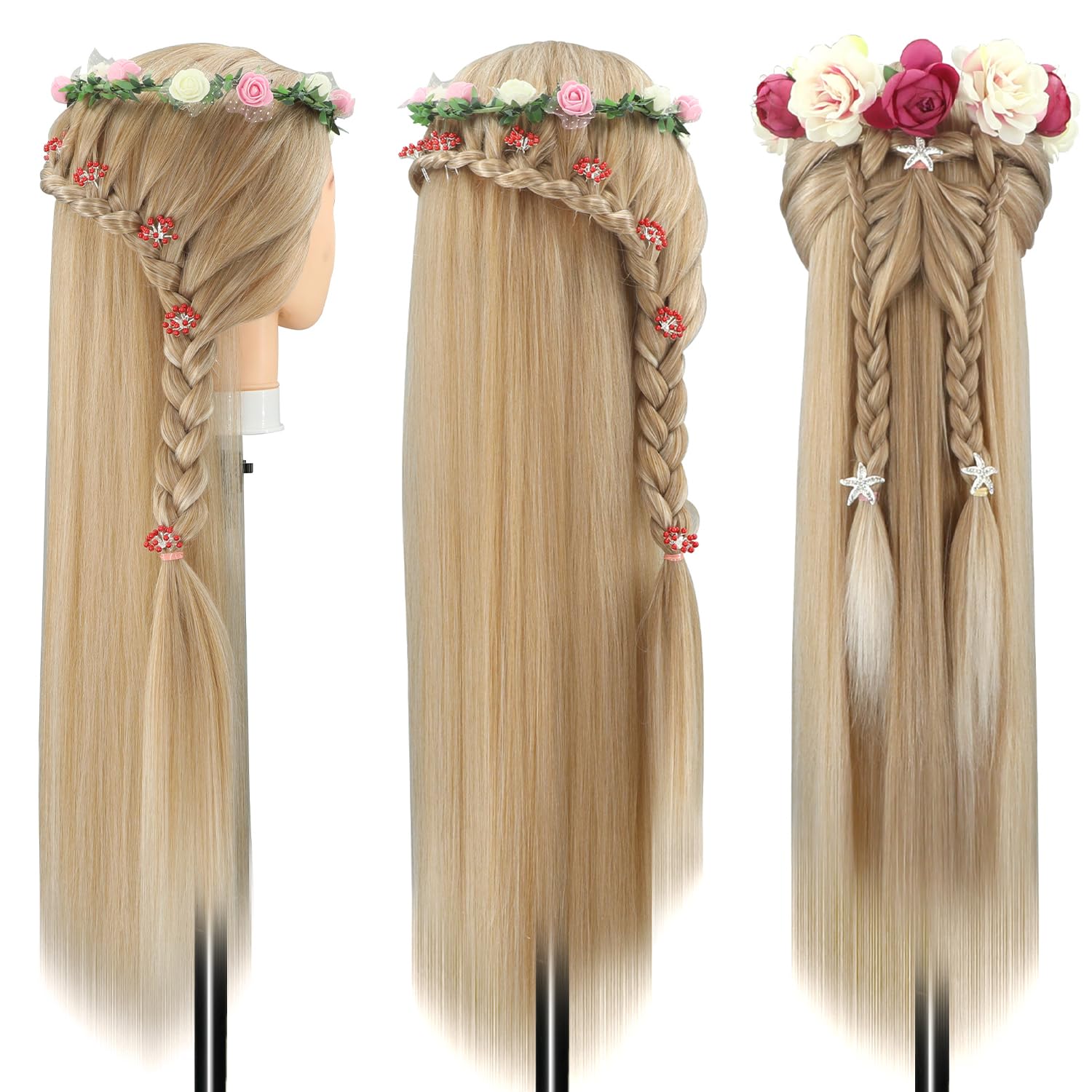 Styling Head 28 inch Hairdresser Training Head 100% Synthetic Fiber Hair Styling Head - Image 2