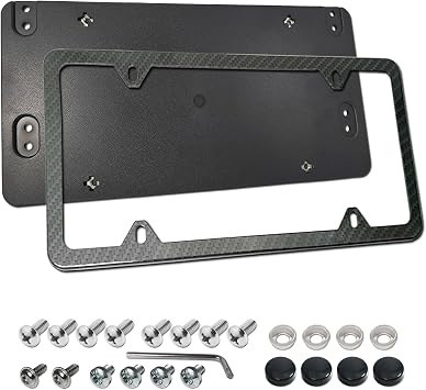 ZXFOOG Rear License Plate Bracket Holder for Mercedes-Benz 2007-2023, Bumper Tailgate Trunk Car Tag Mounting Kit with Carbon Fiber Frame, Replaces 1698170211, A0008101711
