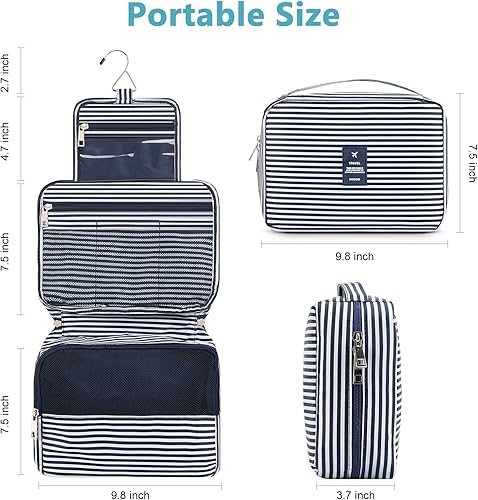 Miniatura 109 de Mossio Neceser colgante con gancho resistente, organizador de viaje grande portátil para maquillaje cosmético para hombres y mujeres Beige,Pájaro