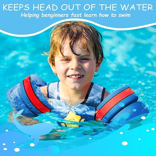 Miniatura 23 de Chriffer Chaleco salvavidas para niños de 22 a 66 libras, flotadores con arnés de hombro y alas de brazo para bebés de 2, 3, 4, 5, 6, 7 años
