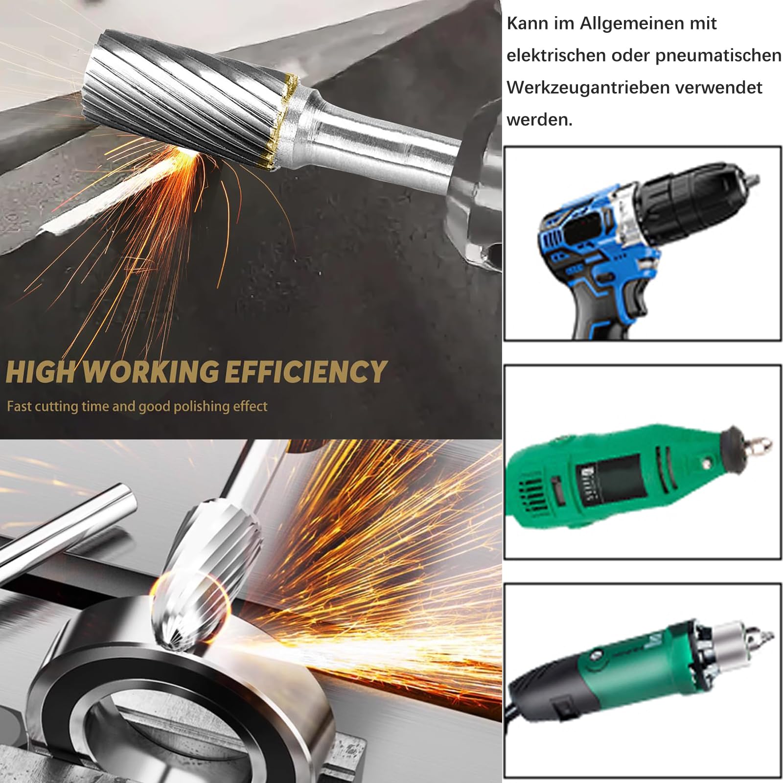 HOHXEN 6er-Set Hartmetall Frässtifte – 6 Mm Scha Produktbild-Vorschau 3