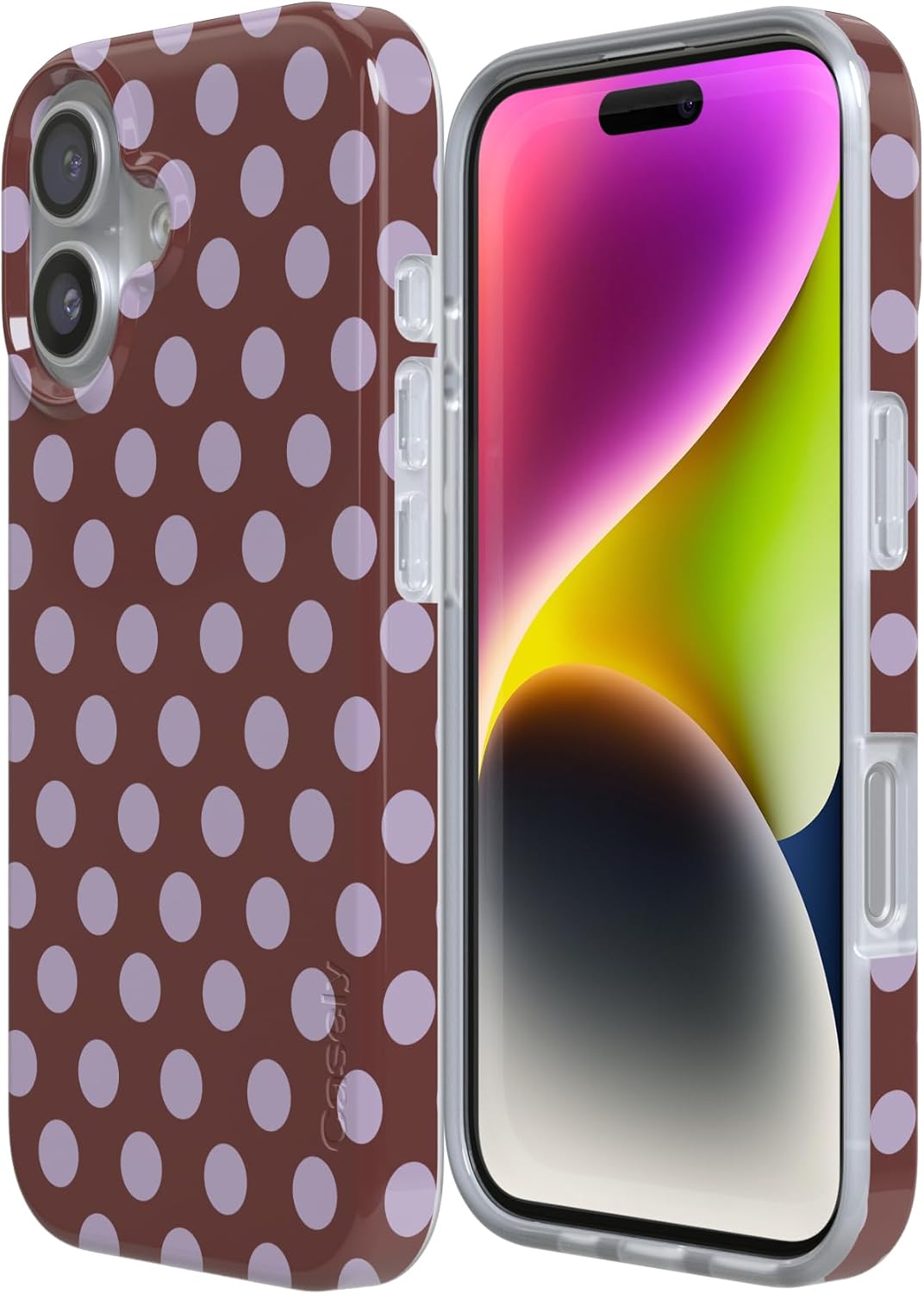 Casely iPhone 17 Case | Spotted in SoHo | Burgundy Polka Dot | Compatible with MagSafe | Classic Ultra Slim Design