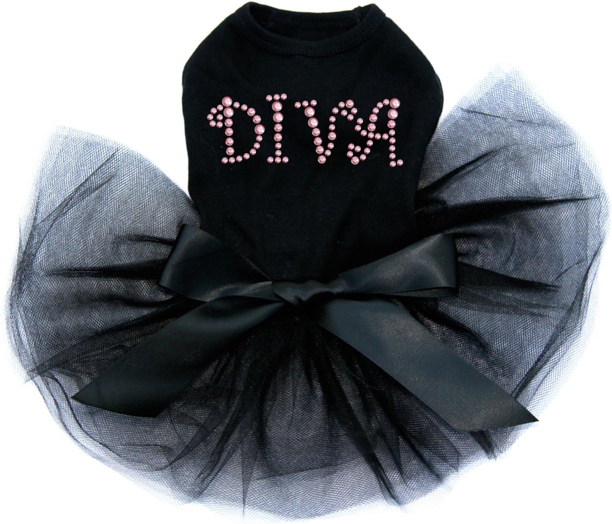 Diva - Pink Rhinestuds - Dog Tutu Dress, XXS Black
