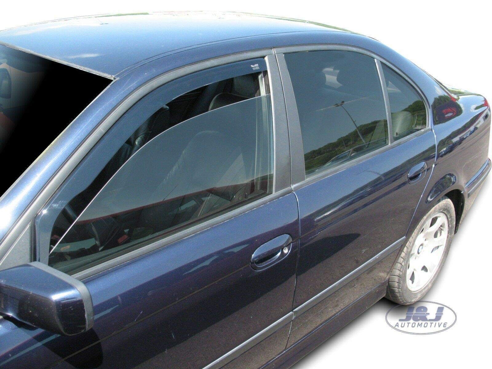 J&J AUTOMOTIVE Windabweiser passend für BMW 5 Series E39 4/5-Türer 1996-2003 2tlg, Heko Regenabweiser Vorne Getönt Dunkel Passform