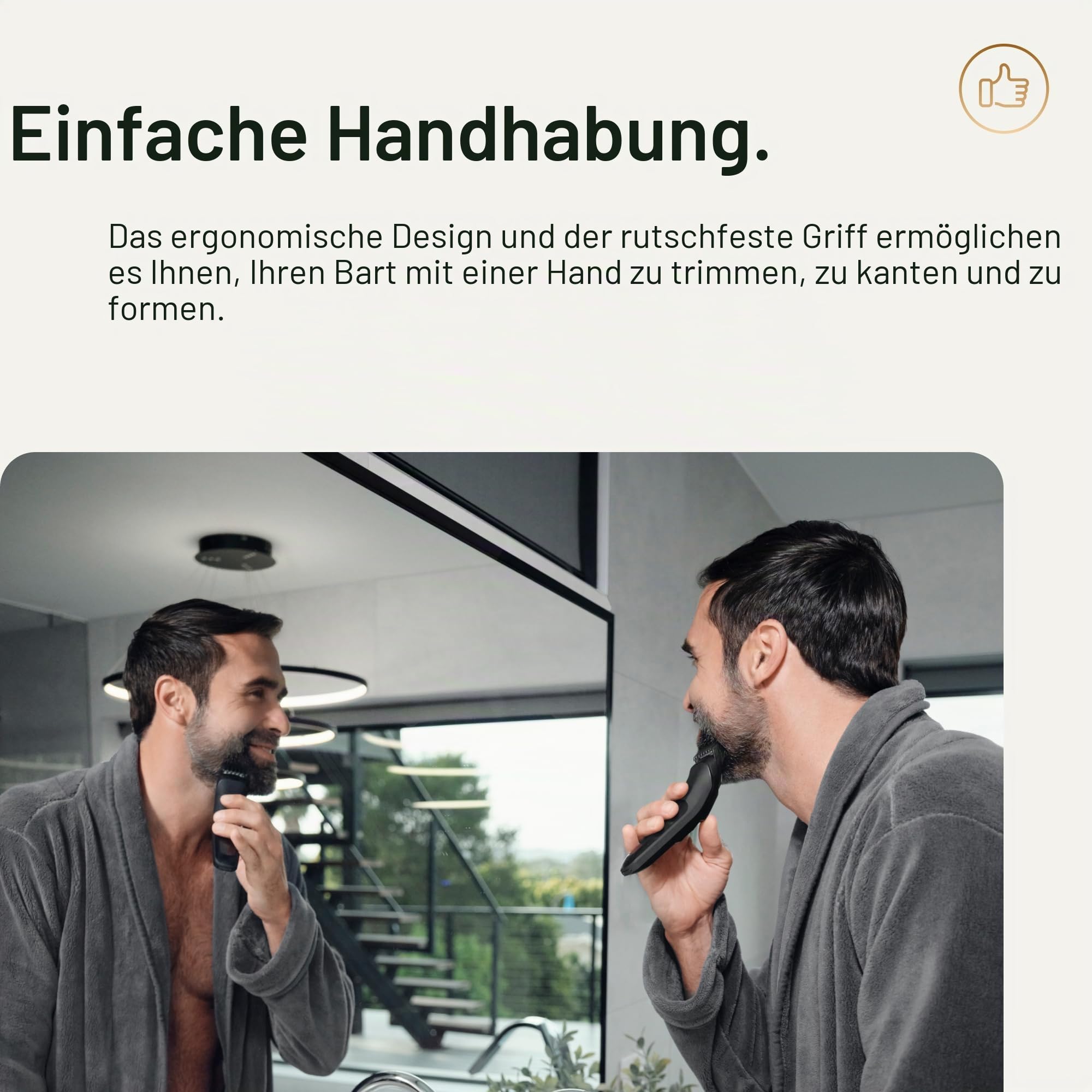 MANSCAPED® The Beard Hedger® Plus Verstellbarer Bart- & Schnurrbart-Trimmer für Herren mit 14 Längeneinstellungen (1–20 mm), Edelstahlklinge, wasserdicht, schnurlos, Reiseschloss, USB-C