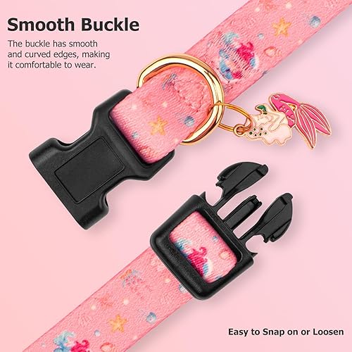 Miniatura 2 de Collar de perro hecho a mano para perros pequeños, medianos y grandes, sirena rosa con colgante de moda de otoño e invierno, ideal para perros