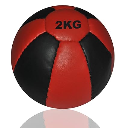 TIMA Leather Medicine Ball, 2Kg (Red/Black)