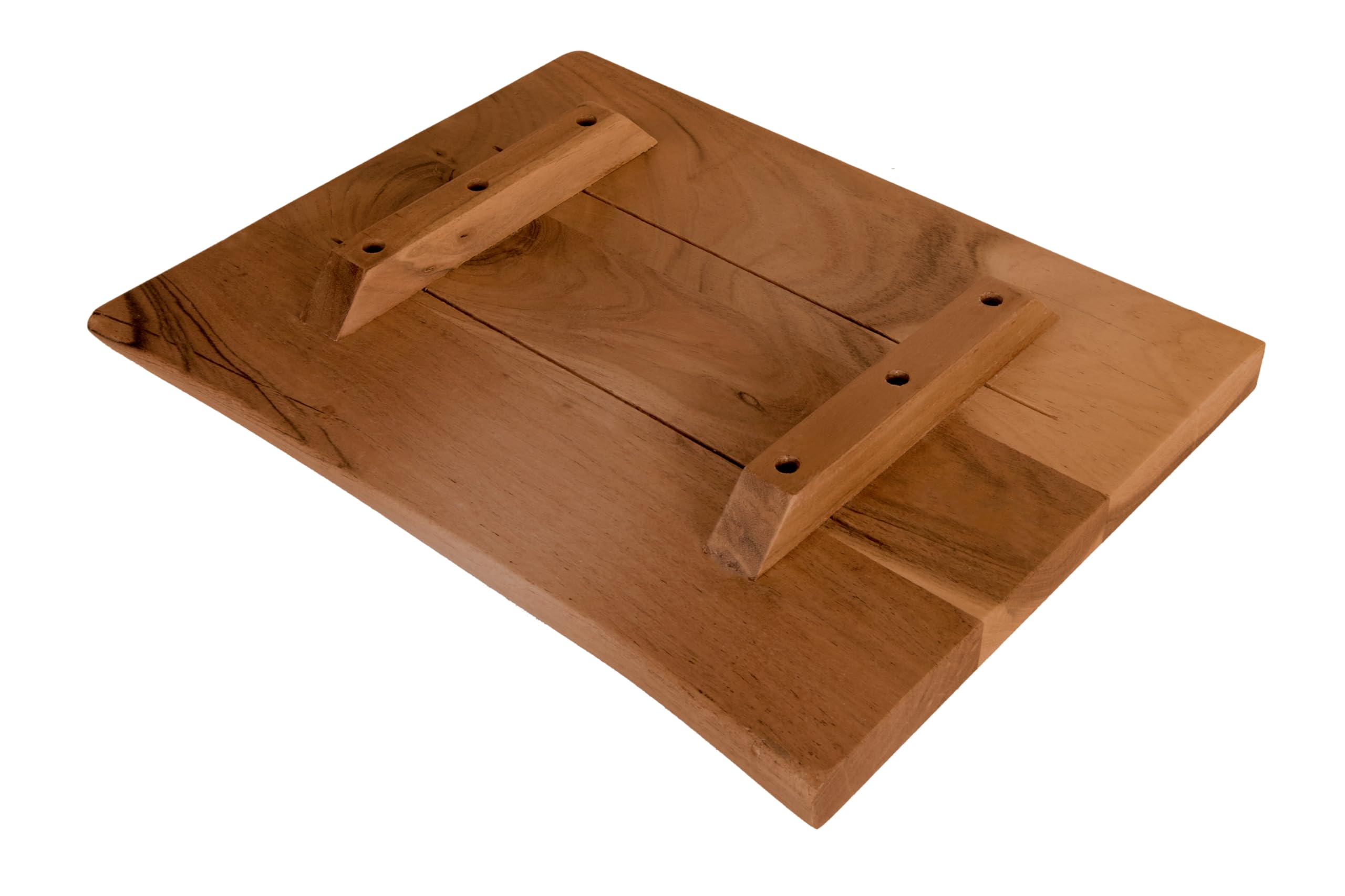SAM Holzplatte 40x30 cm Arya, Holzbrett Akazie massiv + nussbaumfarben, Baumkanten-Platte für Heimwerker, Regale & Fensterbretter, einseitige Baumkante