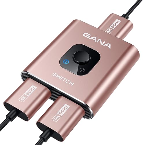 Miniatura 13 de GANA - Conmutador HDMI aluminio bidireccional, con capacidad de 4K a 60 hercios y salida divisora de 2 en 1, hub HDMI 3D apto para Xbox, PS5/4/3
