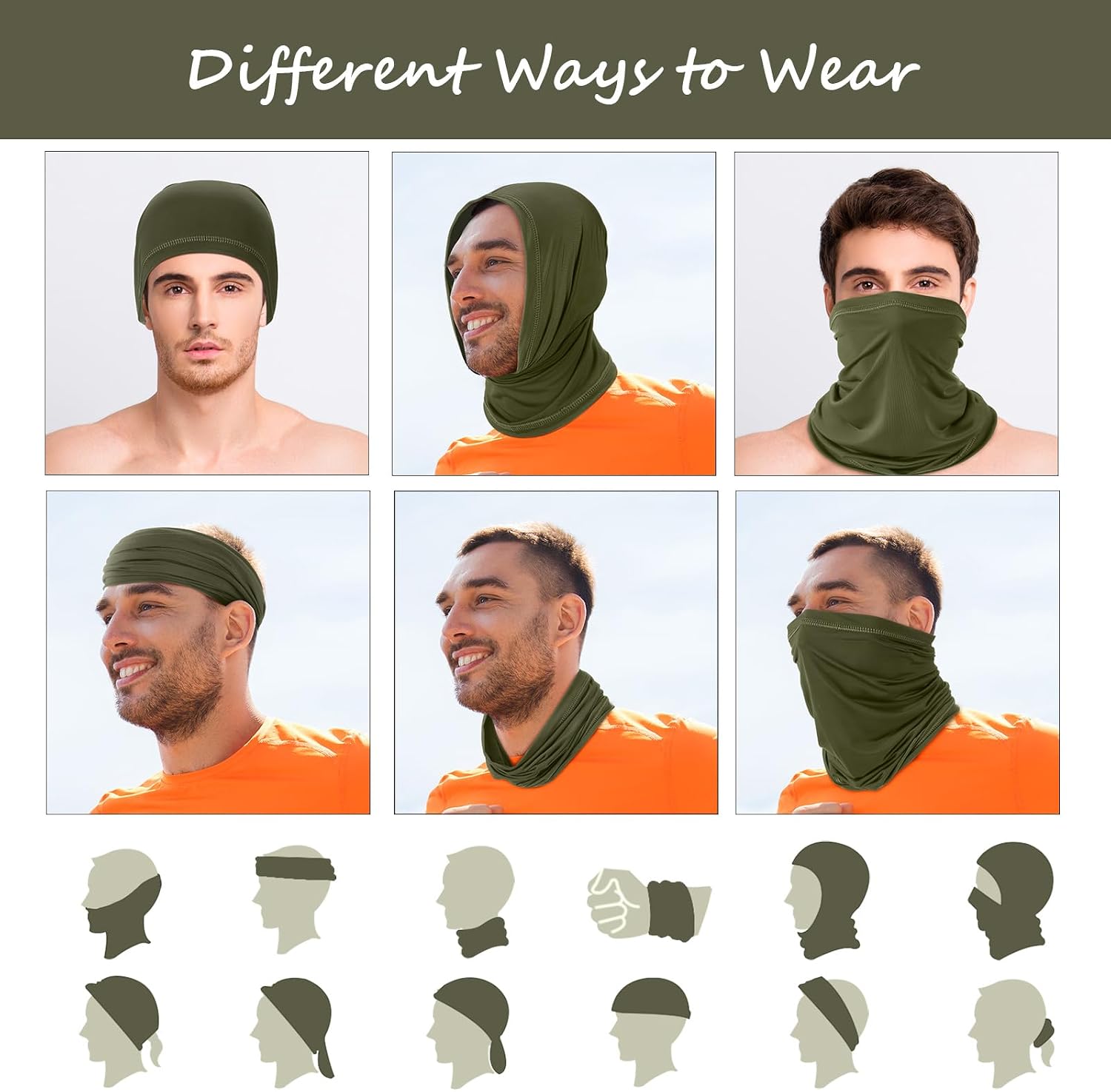 Geyoga 6 Pcs Neck Gaiter Cooling Face Bandana Mask for Men image 4