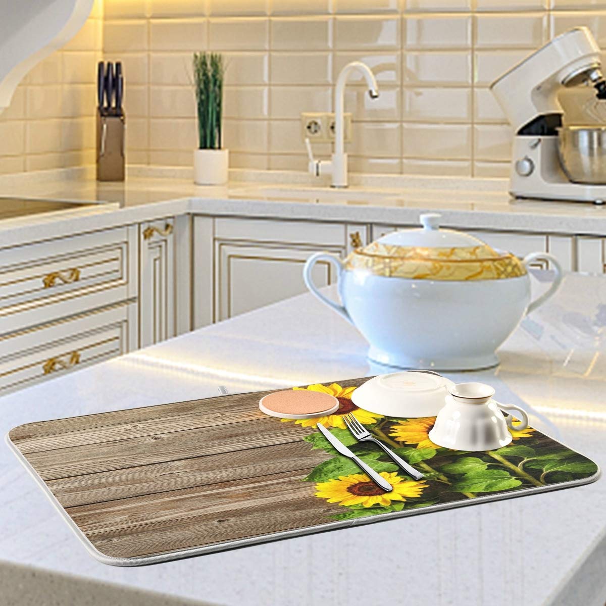 tera de secado de tazas y platos para encimera, almohadilla de drenaje absorbente impra para tera de secado de tazas y platos para encimera, almohadilla de drenaje absorbente impra para