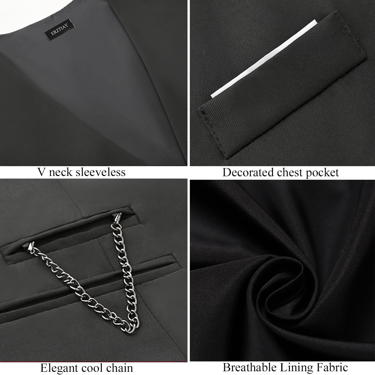 Men's Formal Dress Business Slim Fit Sleeveless Jacket Suit Vest Waistcoat - Image 6