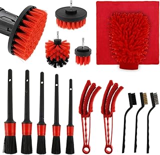 YuZhixuanus 16 Pcs Car Detailing Brush Set,Auto Cleaning Brush Set,Auto Car Detailing Kit Interior Exterior,Car Wheel Brush Set for Cleaning Wheels,Dashboard,Leather,Air Vents,Emblems