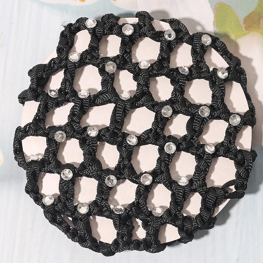 5 pezzi, Retina per Capelli Chignon, Bambina con Perline, ballet bun net, haarnetz, accessori per i capelli,con strass