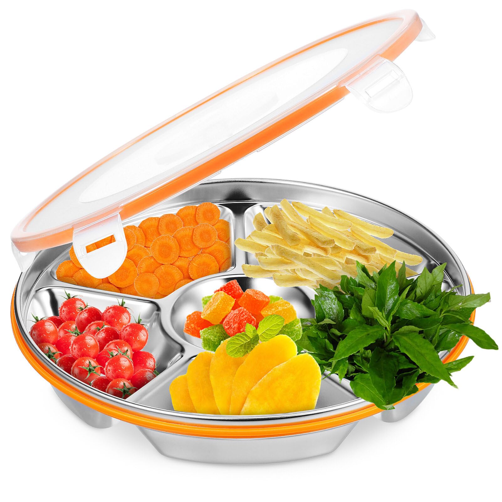 Plateau à goûter amovible et boîte à légumes pour buffet dinatoire extérieur