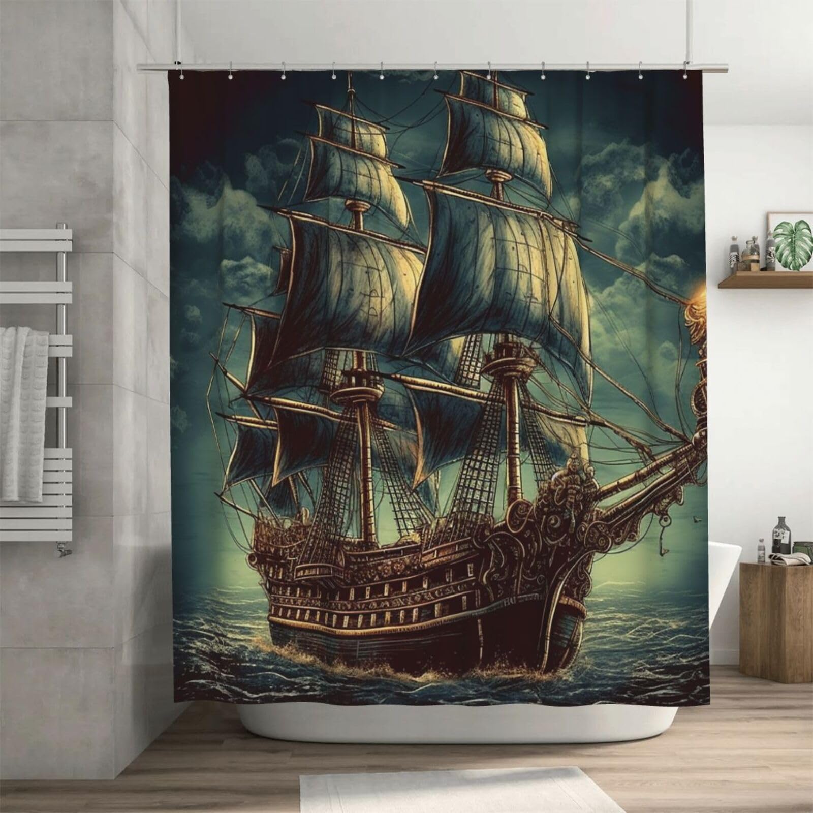 Rideau de douche imperméable épais anti-moisissure 183x183 avec crochets pour salle de bain