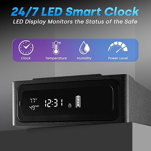 Miniatura 5 de Caja fuerte biométrica para pistola con carga inalámbrica, acceso rápido para pistola con puerta corredera automática, estuche para pistola con