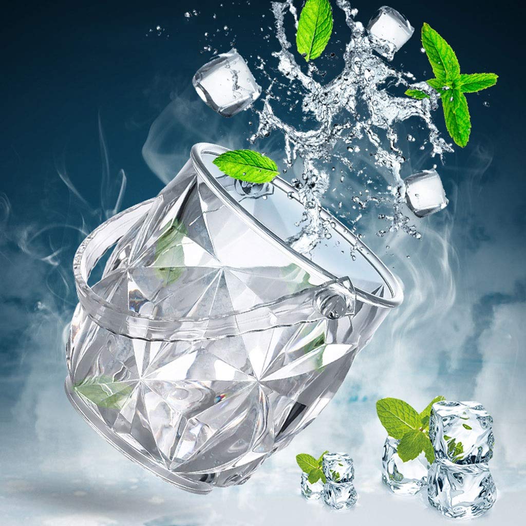 EIN Eiskübel Acryl-Kleiner EIS-Eimer mit Griff-Bar-Restaurant-Bier-Cocktail-EIS-Eimer Home Candy-Getränk-Eimer mit Edelstahl-Eisclip Eiskühler Sektkühler Eiswürfelbehälter (Color : Clear)