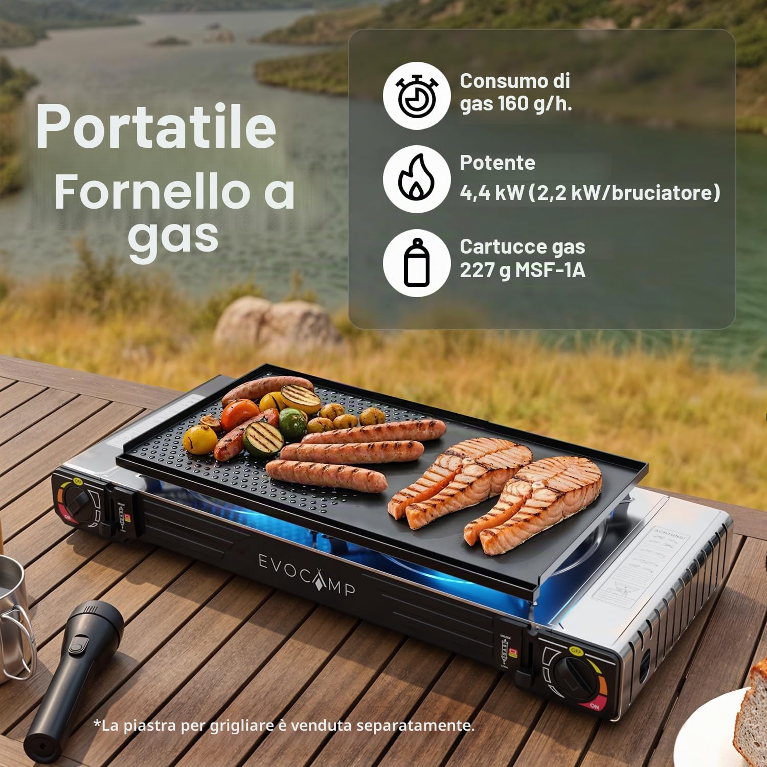 Fornello a gas da campeggio 2fuochi con accensione piezoelettrica Fornello da campeggio a gas per cartucce MSF-1a 227g Fornello gas Fornello a gas portatile Fornello da campeggio senza cartucce di gas