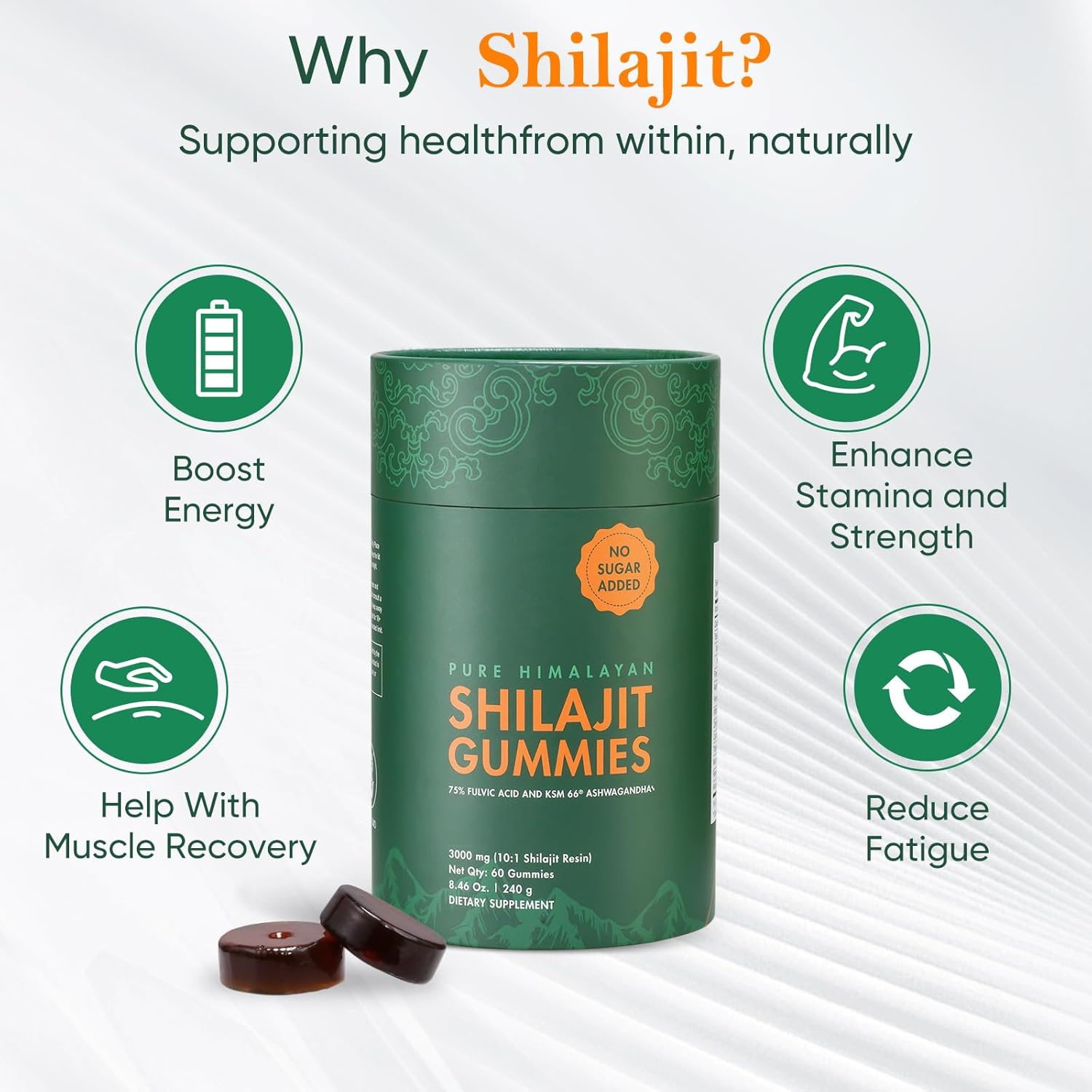 Bundle of Shilajit, Sea Moss & Mushroom Gummies with Lions Mane, Reishi, Cordyceps, Ashwagandha, 75%+ Fulvic Acid, 92+ Minerals All in 1 Supplements (1 Pack)