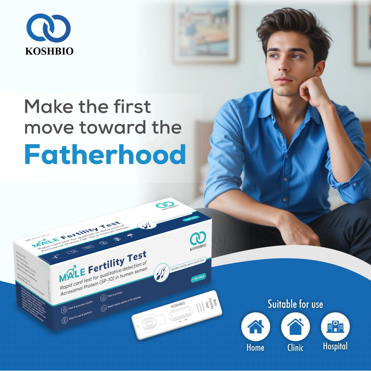 Male Fertility Test Kit By Koshbio | Sperm Test in Your Home | Accurate Results | Easy to Use & Quick Result in 10 minutes 1